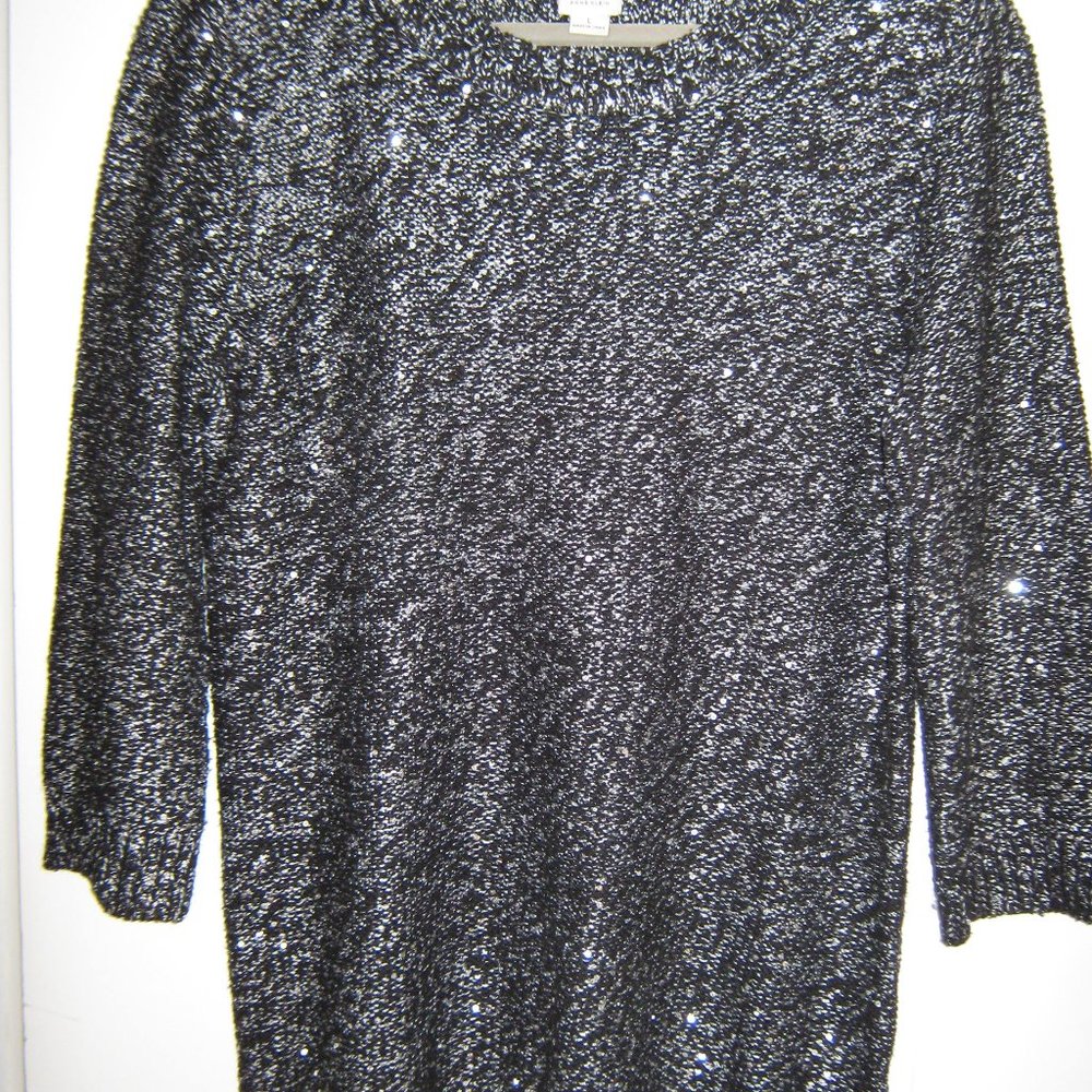Anne Klein Black and Silver Sweater